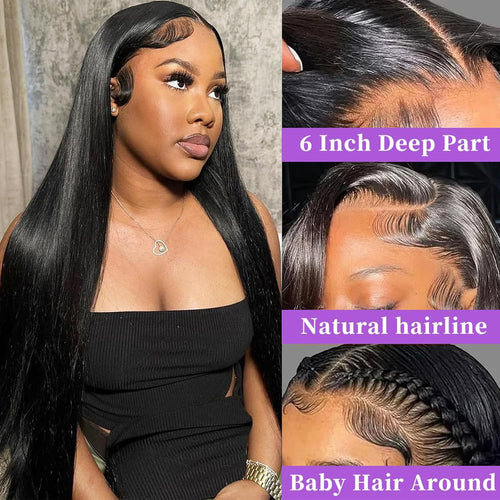 13X6 HD Lace Front Wigs Human Hair 200 Density Soft Silky Straight Human Hair Lace Frontal Wigs for Women Real 100% Virgin Hair Can Last 6-9 Months Life Straight Glueless Wigs Human Hair 28Inch