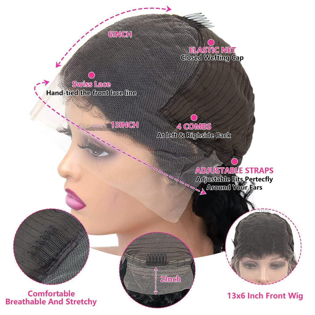 13X6 HD Lace Front Wigs Human Hair 200 Density Soft Silky Straight Human Hair Lace Frontal Wigs for Women Real 100% Virgin Hair Can Last 6-9 Months Life Straight Glueless Wigs Human Hair 28Inch