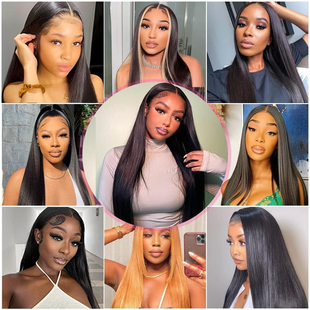 13X6 HD Lace Front Wigs Human Hair 200 Density Soft Silky Straight Human Hair Lace Frontal Wigs for Women Real 100% Virgin Hair Can Last 6-9 Months Life Straight Glueless Wigs Human Hair 28Inch