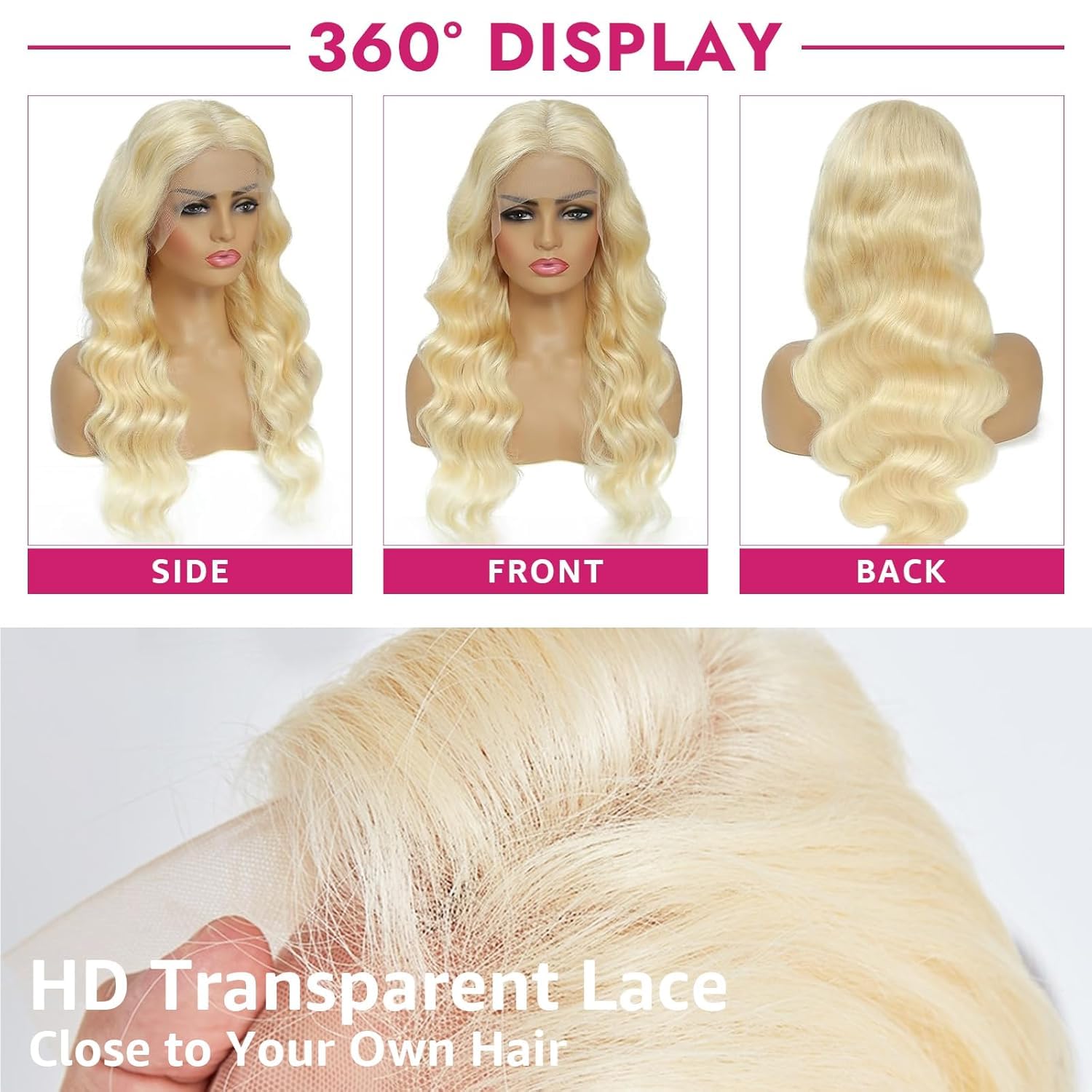 613 Body Wave Lace Front Wigs Human Hair Pre Plucked with Baby Hair 13X6 HD Lace Front Wig for Women Brazilian Virgin Body Wave Wig (34 Inch)