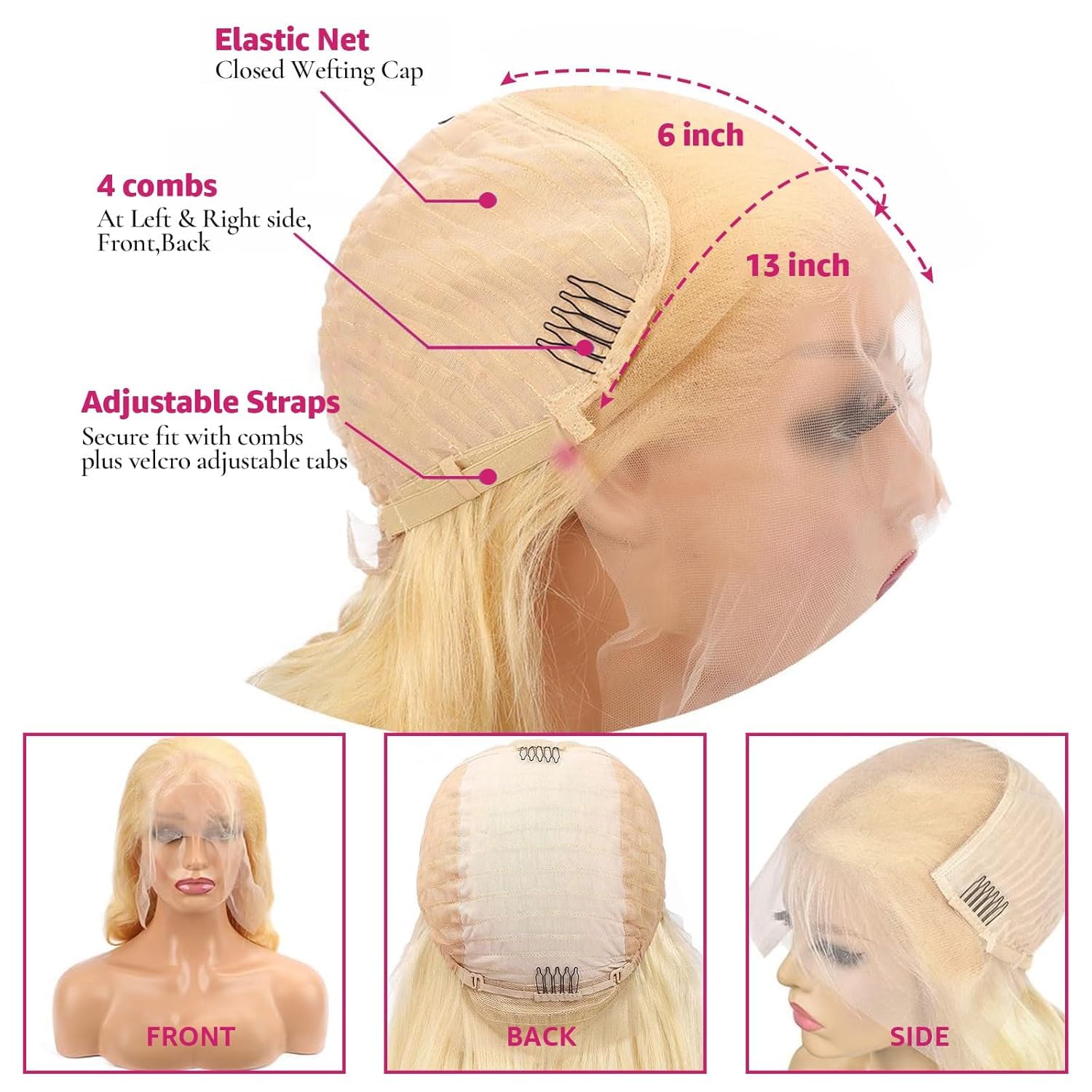 613 Body Wave Lace Front Wigs Human Hair Pre Plucked with Baby Hair 13X6 HD Lace Front Wig for Women Brazilian Virgin Body Wave Wig (34 Inch)