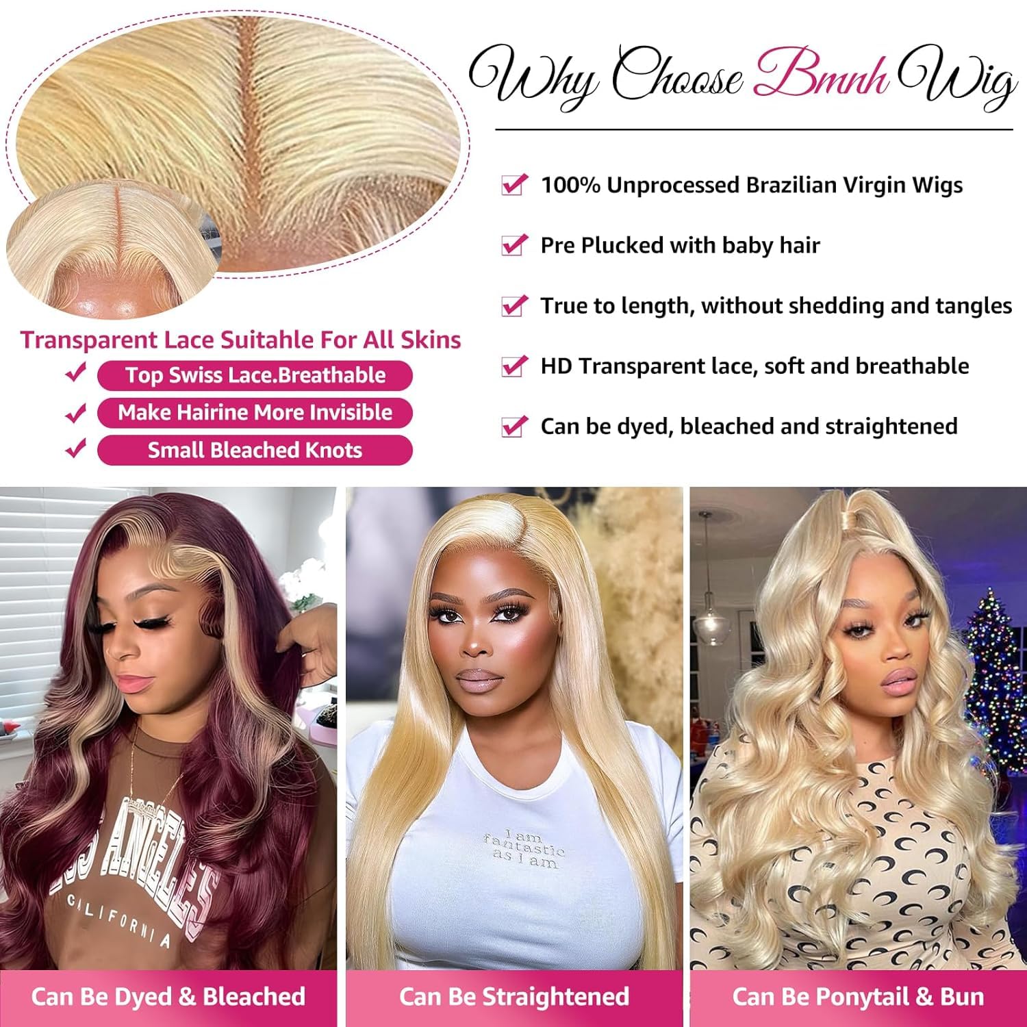 613 Body Wave Lace Front Wigs Human Hair Pre Plucked with Baby Hair 13X6 HD Lace Front Wig for Women Brazilian Virgin Body Wave Wig (34 Inch)